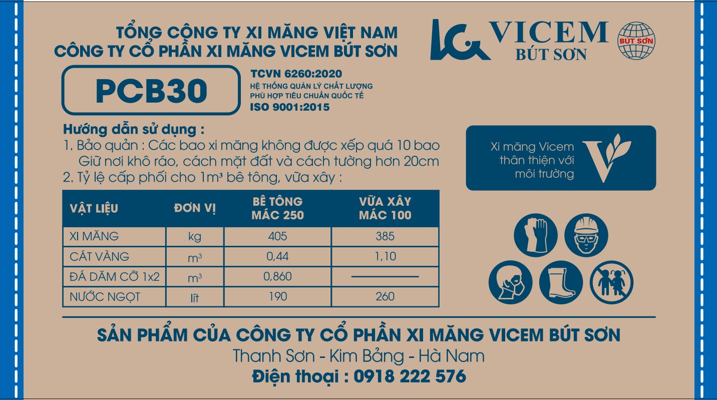 Từ ngày 01 07 2024, Công ty Cổ phần xi măng Vicem Bút Sơn đưa 03 mẫu vỏ bao mới cho sản phẩm xi măng bao PCB30, xi măng bao PCB40, xi măng bao xây trát C91 ra thị trường
